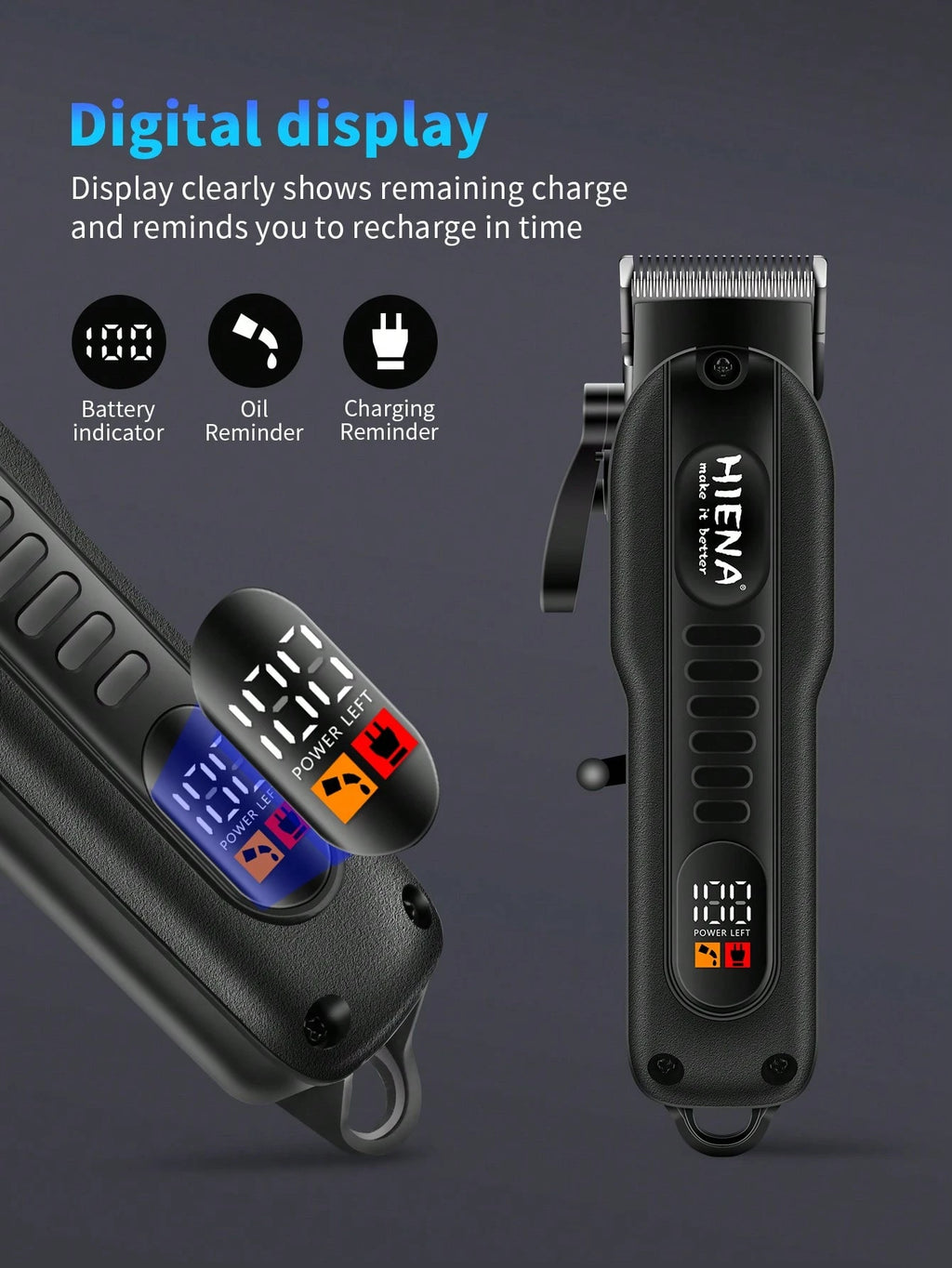 HIENA 3-In-1 Men's Hair Clipper And Electric Shaver Set USB Rechargeable Cordless Trimmer LED Display Lithium Battery Mini Body Multiple Accessories Gift Box