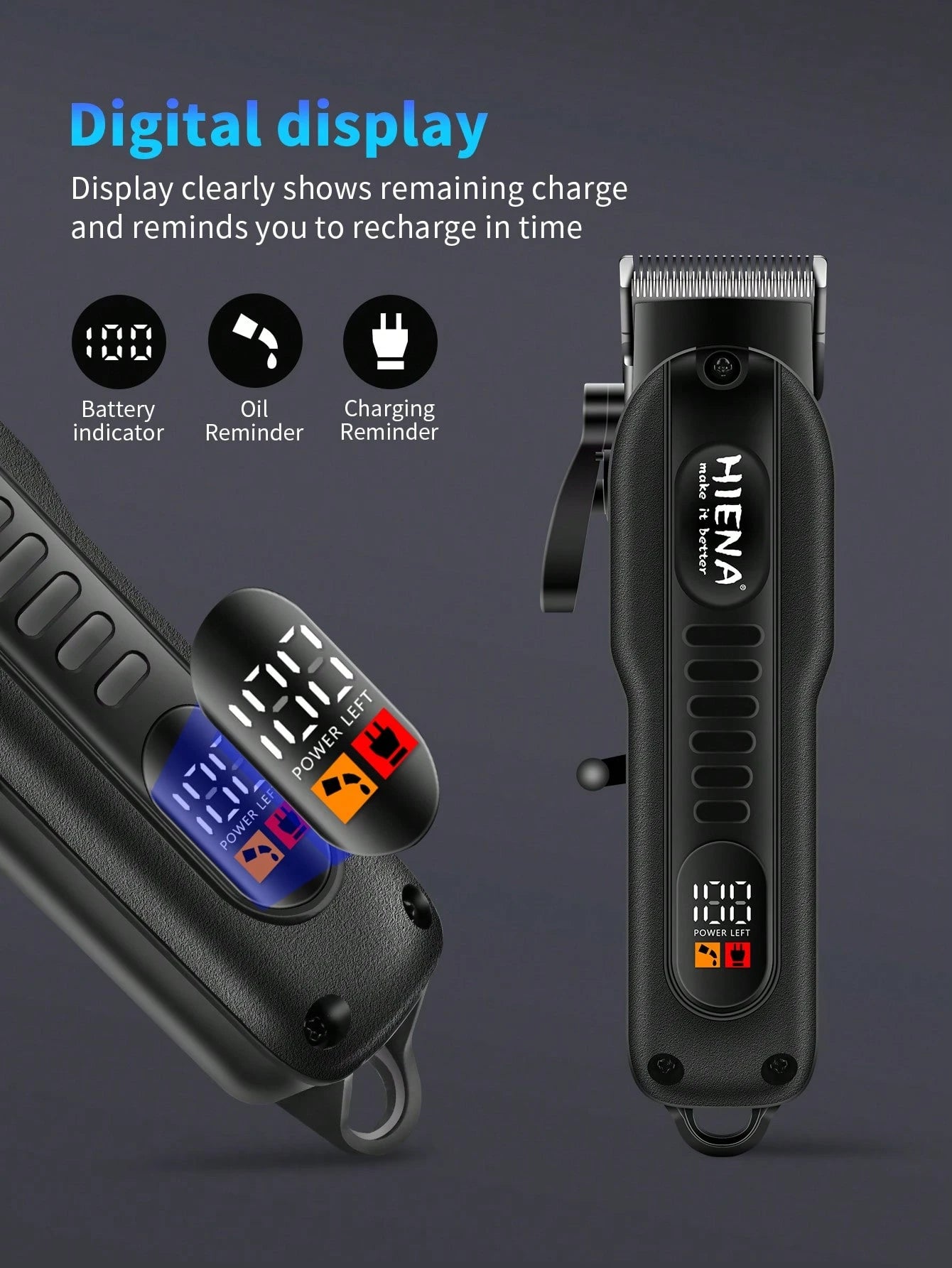 HIENA 3-In-1 Men's Hair Clipper And Electric Shaver Set USB Rechargeable Cordless Trimmer LED Display Lithium Battery Mini Body Multiple Accessories Gift Box