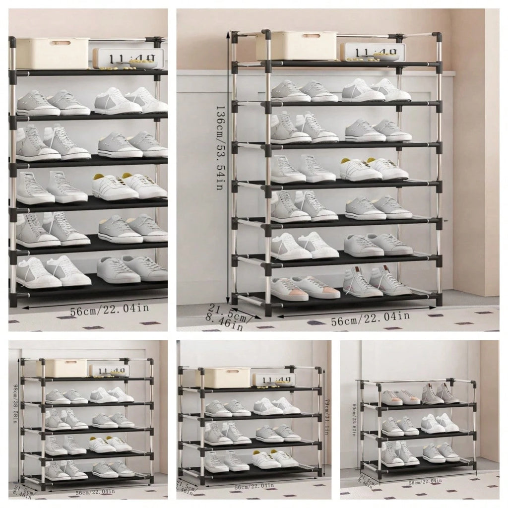 Multi-Layer Storage Rack Plastic Iron 6 Layers White