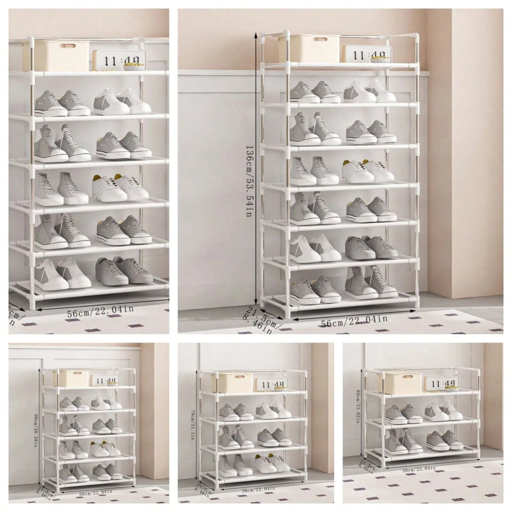 Multi-Layer Storage Rack Plastic Iron 6 Layers White