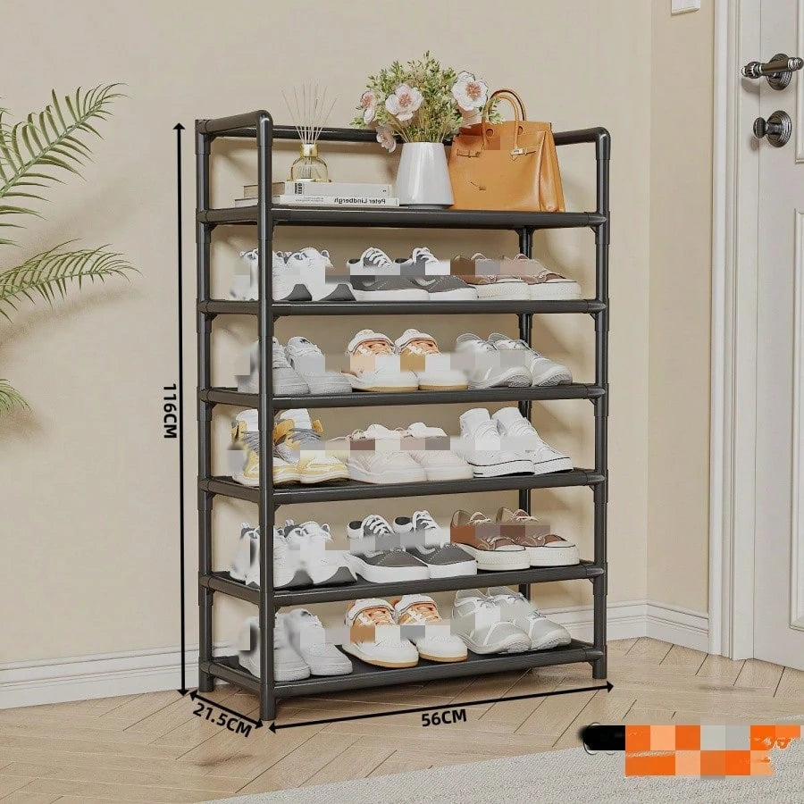 Multi-Layer Storage Rack Plastic Iron 6 Layers White