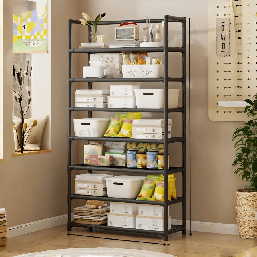 Multi-Layer Storage Rack Plastic Iron 6 Layers White
