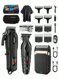 HIENA 3-In-1 Men's Hair Clipper And Electric Shaver Set USB Rechargeable Cordless Trimmer LED Display Lithium Battery Mini Body Multiple Accessories Gift Box