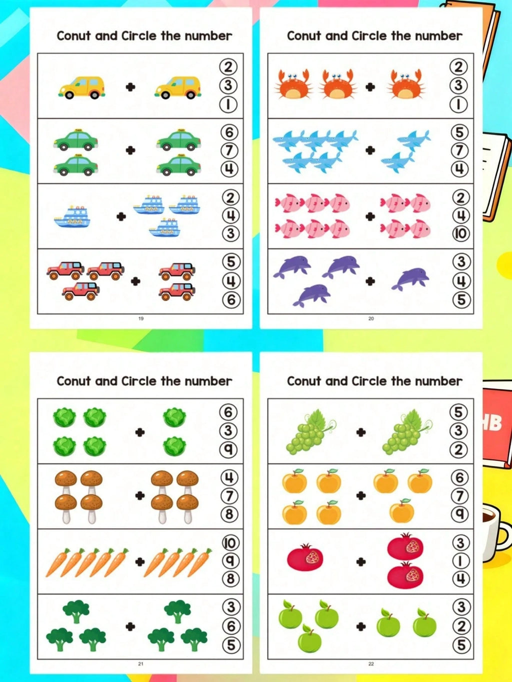 64 Pages Fun Math Practice Book Multicolor Paper