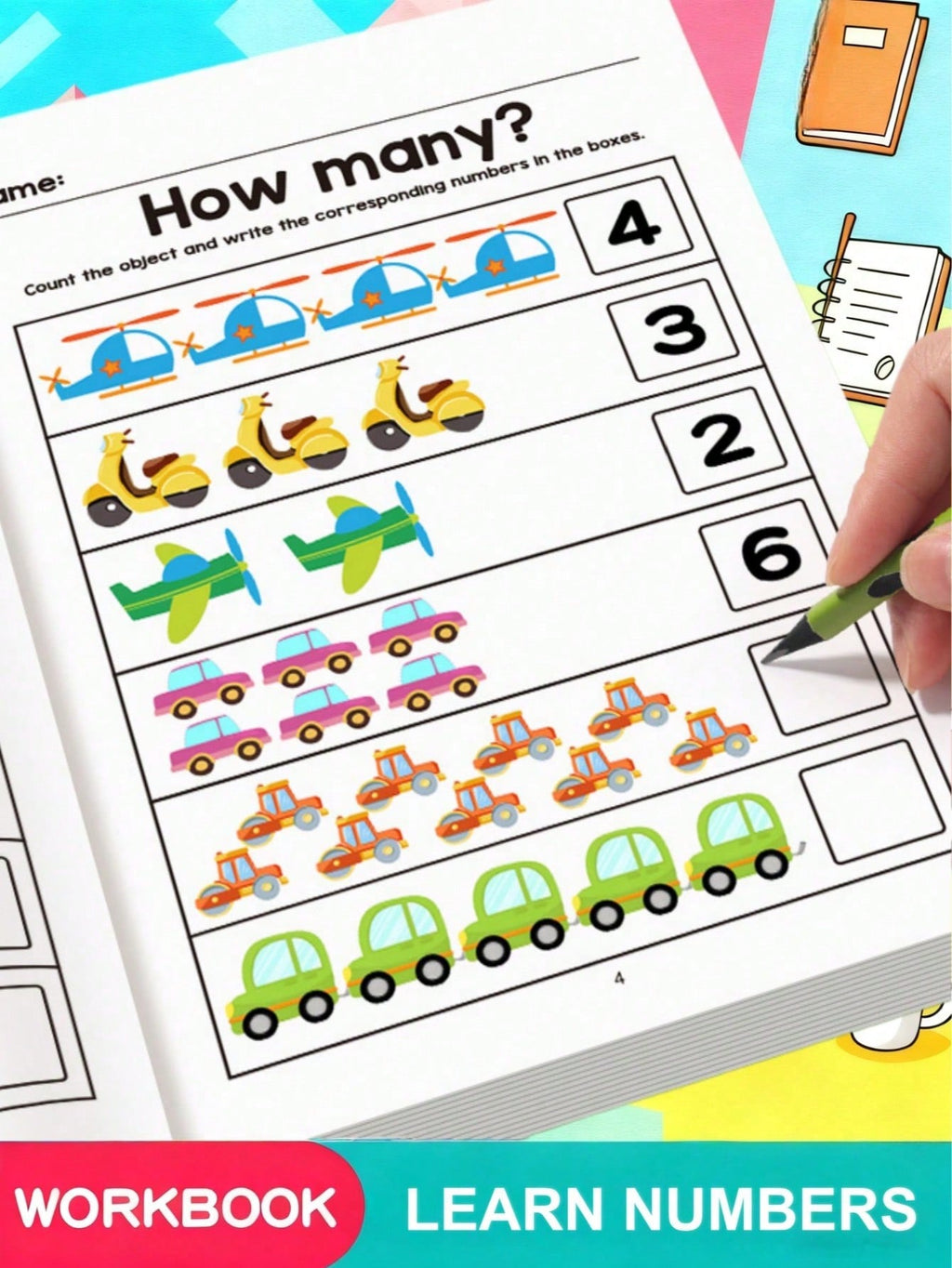 64 Pages Fun Math Practice Book Multicolor Paper
