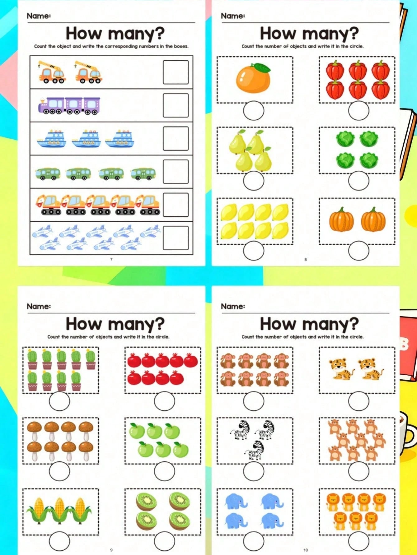 64 Pages Fun Math Practice Book Multicolor Paper